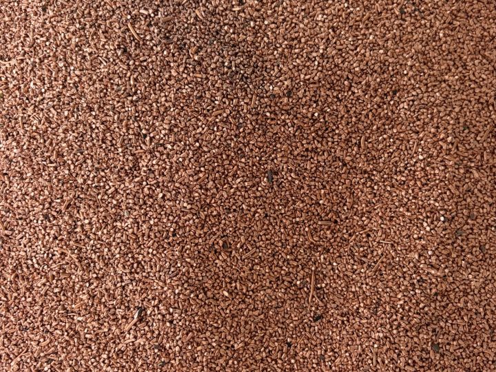 Close-up of clean recovered copper granules ready to return to manufacturing